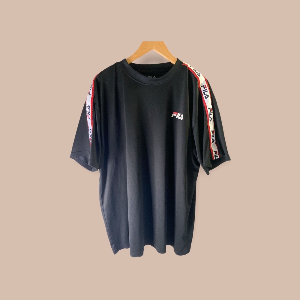Fila Black Taped Shoulders Heavyweight Short Sleeve Tee 2XL Preowned